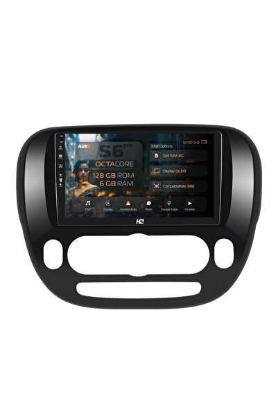 HUB64 Navigație Android Kia Soul (2014-2019), 9 inch, 6GB RAM, CarPlay și And...