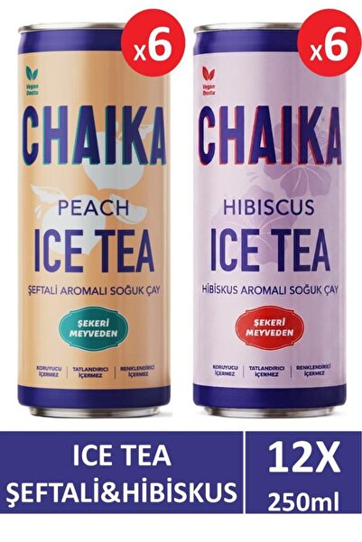 Chaika Ice Tea 250 ml, 6 x Şeftali & 6 x Hibiskus