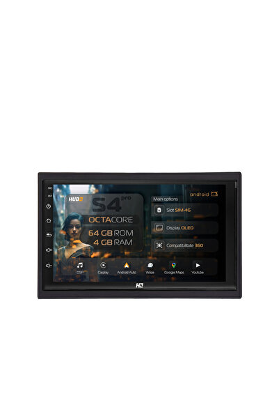 HUB64 Navigație Android 2DIN Universală, 7 inch, 4GB RAM, CarPlay și Android ...