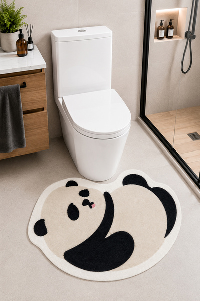 PINKIE HOME Digital Non-Slip Washable Single Panda Bath Mat Bathroom Rug Toilet Front Bathroom Decor 40X60