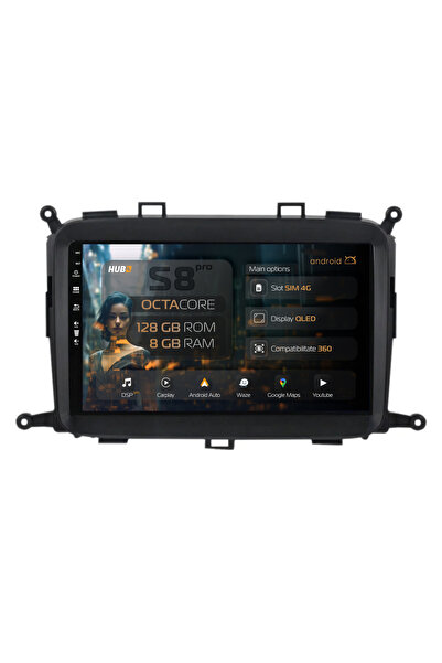 HUB64 Navigație Android Kia Carens (2012-2017), 9 inch, 8GB RAM, CarPlay și A...