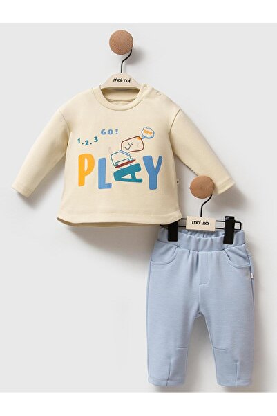 Moi Noi 2-Piece Printed 3-12 Month Set - Beige