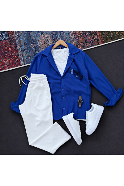 MODA Men's Corduroy Shirt + Baggy Sweatpants 2-Piece Combination