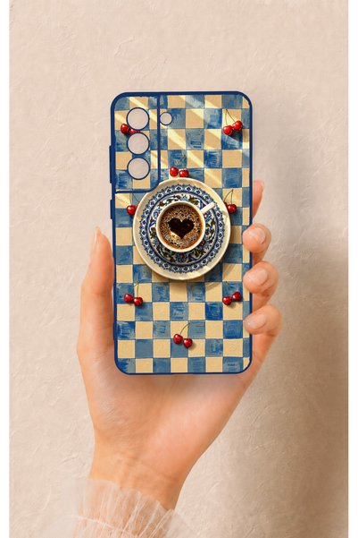 Vip Case Samsung-S21Fe Compatible Heart Coffee Pattern Silicone Case