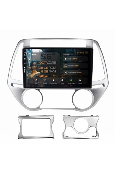 HUB64 Navigatie Android Hyundai I20 (2012-2014), 9 inch, 6GB RAM, CarPlay si ...