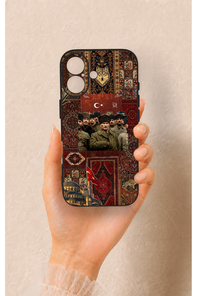 Vip Case iPhone 17 Uyumlu Bozkurt ve Atatürk Desenli Silikon Kılıf
