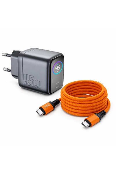 DD Daden Incarcator Fast Charge 45W Type-C cu Afisaj Digital, Cablu 3 Metri T...