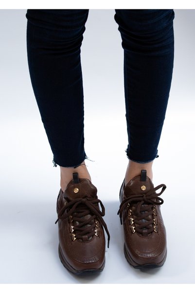 Mammamia 5504 EREN SHOES&BAG حذاء كاجوال مريح من الجلد الطبيعي برباط ونعل مريح من الجلد الطبيعي باللون البني