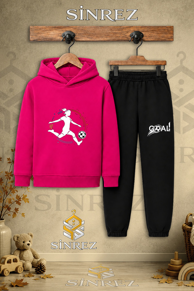 SİNREZ Children's Unisex Single Football Girl Colorful Circle Printed Hooded ...