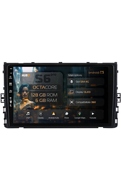 HUB64 Navigație Android Volkswagen T-Cross (2018+), 9 inch, 6GB RAM, CarPlay ...