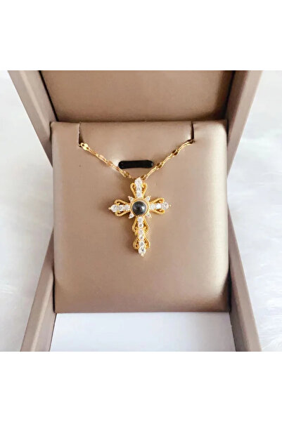 Peach Jewelry Μενταγιόν Από Χάλυβα Τιτανίου Επιχρυσωμένο Σταυρός