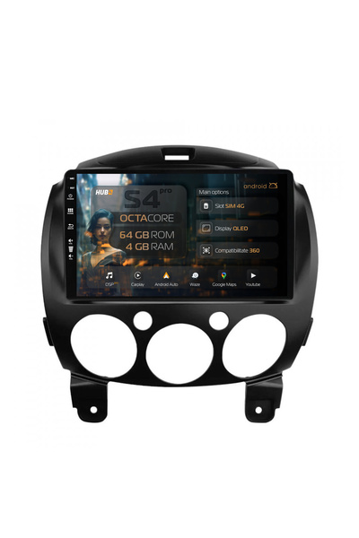 HUB64 Σύστημα πλοήγησης Android για Mazda 2 (2007-2014), 9 ιντσών, 4GB RAM, C...