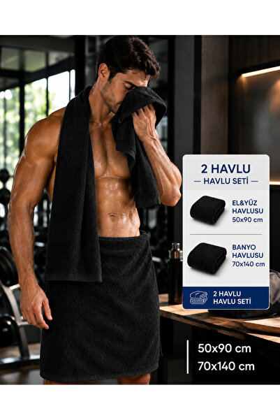Pera Deluxe Towel Set of 2 50X90 + 70X140 cm – 5 Color Options Bathroom, Hand...