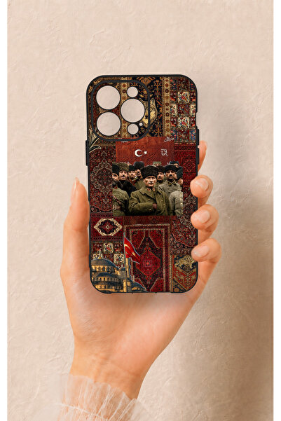 Vip Case iPhone 14 Pro Max Uyumlu Bozkurt ve Atatürk Desenli Silikon Kılıf