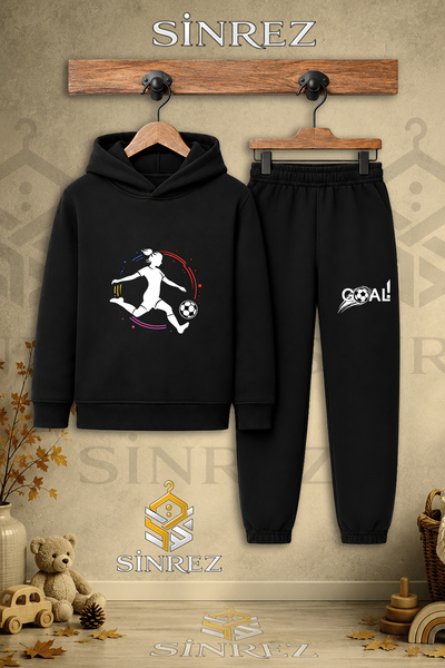 SİNREZ Children's Unisex Single Football Girl Colorful Circle Printed Hooded ...