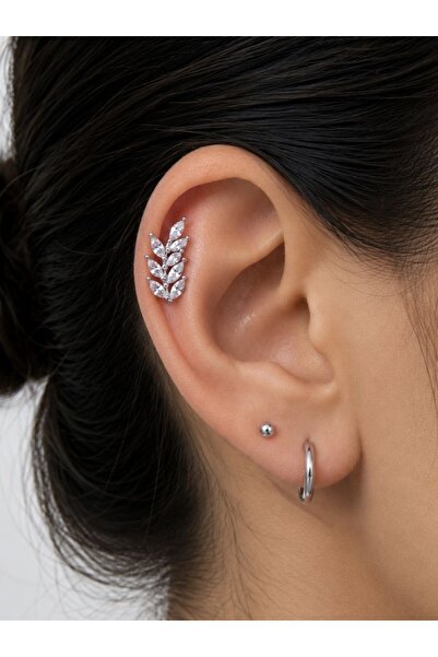 Arescollection ZİRKON TAŞLI 1 ADET HELİX FLAT LOBE UYUMLU PİERCİNG