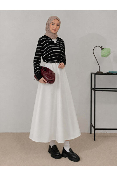 unika boutique Γυναικεία φούστα σκούμπα με ελαστική μέση και φαρδιά γραμμή