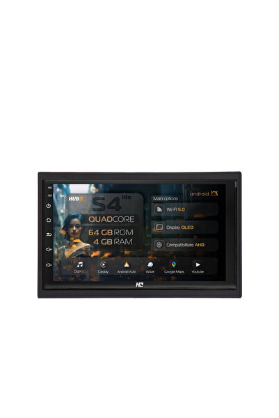 HUB64 Σύστημα πλοήγησης Android 2DIN Universal, 7 ιντσών, 4GB RAM, CarPlay κα...