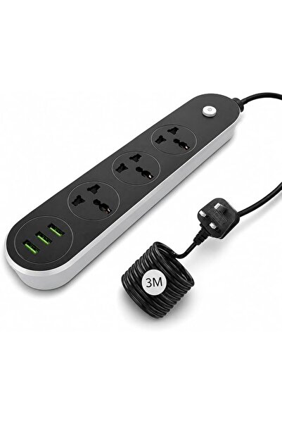 Generic Extension Cord, 3 meter 9.8ft Power Strip has 6 Way 2USB 2PD Type C &...