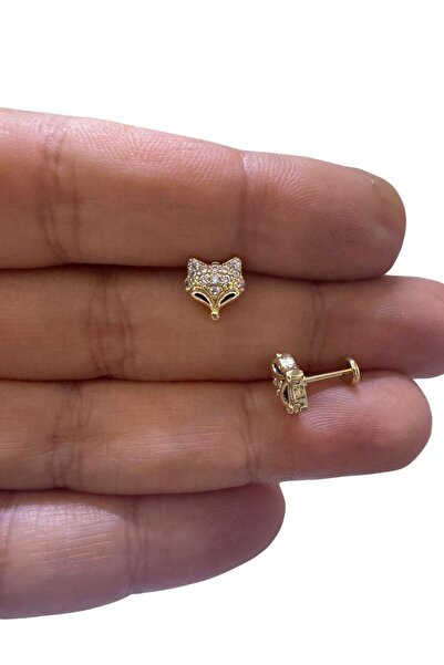 Arescollection 1 ADET ZİRKON TAŞLI TİLKİ TRAGUS HELİX LOBE UYUMLU PİERCİNG