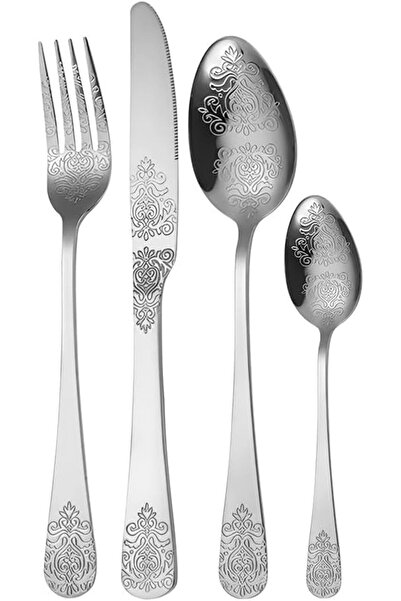 SYOSI 4 Piece Stainless Steel Cutlery Set, Mirror Polished Silverware with Fl...