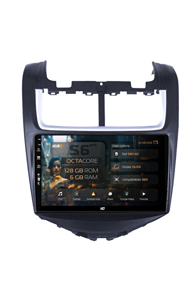 HUB64 Navigație Android Chevrolet Aveo (2014-2017), 9 inch, 6GB RAM, CarPlay ...