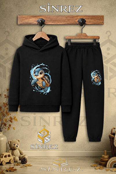 SİNREZ Children's Unisex Single Karette Karetta Printed Hooded Tracksuit Set ...