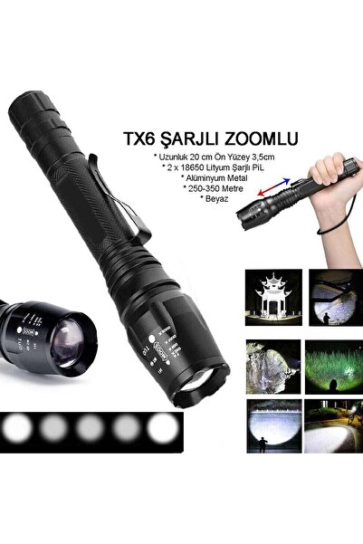 Profesyonel Tx6 Şarjlı Zoomlu El Feneri Wt-241