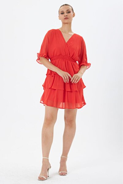 MY GRS Chiffon Fabric 3 Layers Short Chiffon Dress