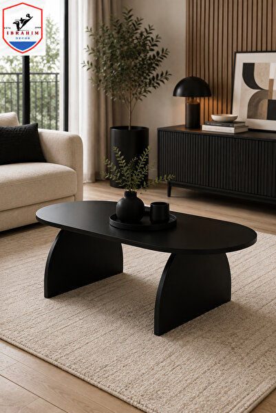 Heven Homes KSA طاولة وسط بيضاوية عصرية - طاولة قهوة من MDF لغرفة المعيشة، تص...