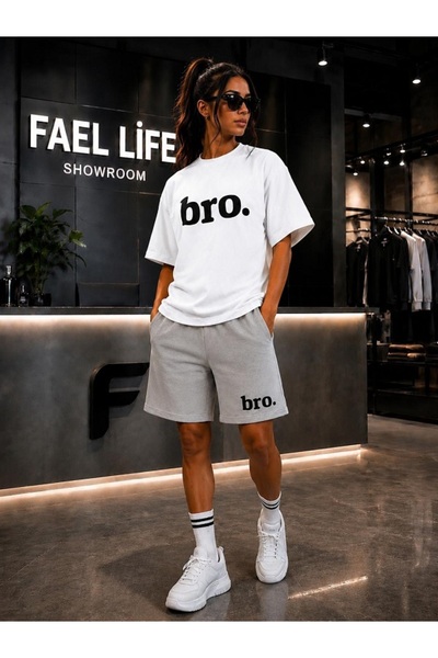 FAEL LİFE New Season Unisex T-Shirt and Shorts Bro Printed Set