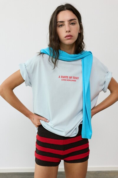 Pull & Bear Oversize domates baskılı tişört