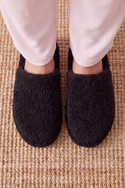 NAVİSHOES Black Women's Closed-Front Plush House Slippers Panduf 2026Nav