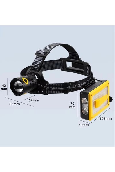 zamerya Pro F-3003 Alüminyum Pm10-tg Led Type-c Powerbank Ve Solar Şarjlı Kamp Kafa Feneri