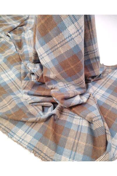 Kumaş Parça Coffee Petrol Blue Beige Plaid Jacquard Interlock Fabric Cardigan...
