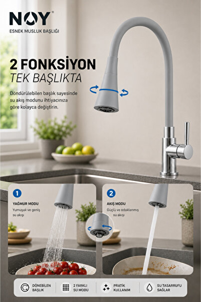 NOY Kitchen Faucet Compatible Gray Swivel Head