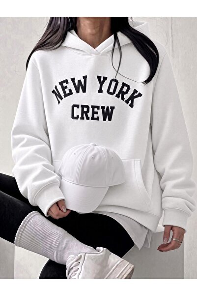 Oksit سويت شيرت بجيب الكنغر مطبوع عليه "New York Crew" للجنسين من Sw Unisex