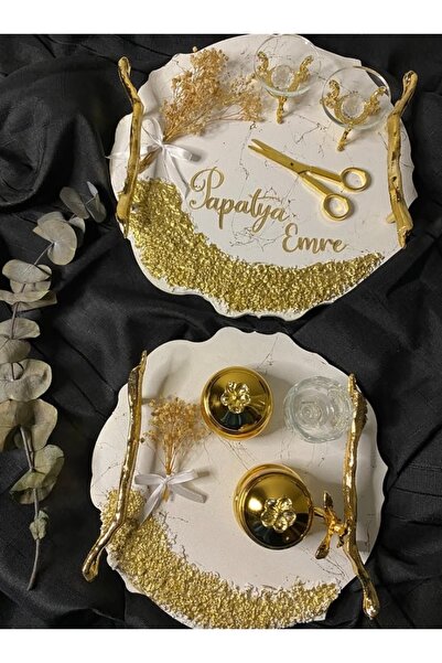 Gold model epoksi tepsi takımı