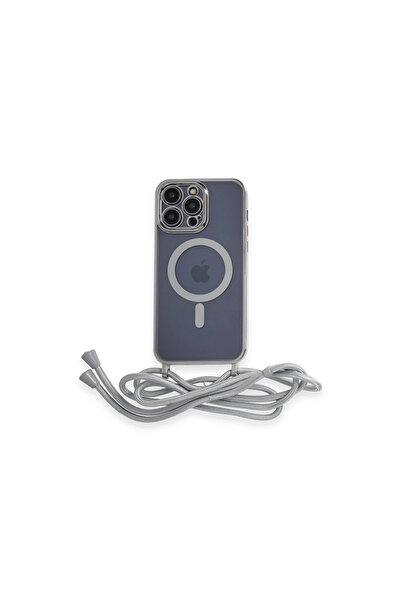 Apple İphone 13 Pro Max Kılıf Divo Lazer Askılı Magsafe Kapak - Gümüş