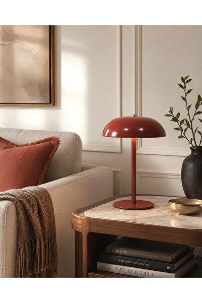 Mary's Concept Metal Şarjlı Led Masa Lambası Bordo