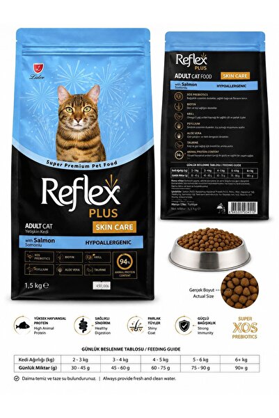 Reflex PLUS ADULT SOMONLU SKIN CARE HYPOALLERGENİC 1.5 KG YETİŞKİN KEDİ MAMASI