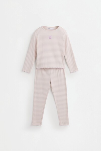 LEFTIES Desenli fitilli pijama takımı