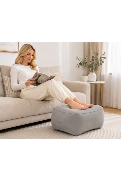 Nevara Inflatable Footrest for Travel, Home, Office - Lightweight, Portable Relaxation and Comfortable Sitting Elevating Foot Pillow Gray