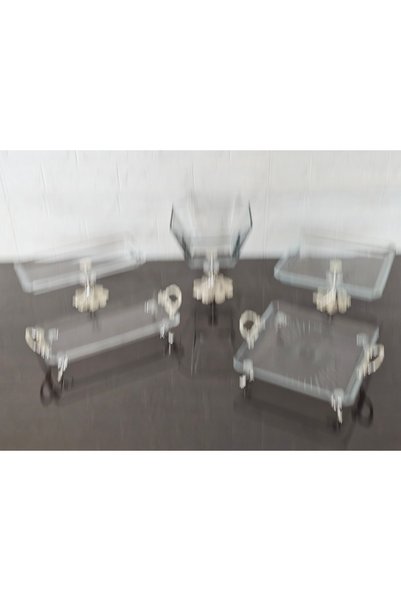 atabey home 5 Parça Gümüş Semerkand Ayaklı ve Kulplu Sunumluk & Çeyiz Set |Pasta–Kurabiye–Tatlı–Servis Tabağı-Kase