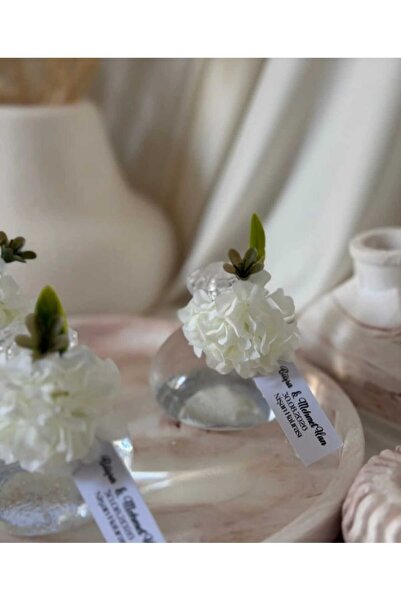 Genel Markalar Kişiye Özel Çiçekli Cam Şişe Nikah Nişan Söz Hediyeliği 10’lu Set