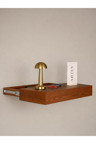 arteyhome Gizli Bölmeli Çekmece Duvar Rafı – RFID Kilitli Masif Ahşap Gizli K...