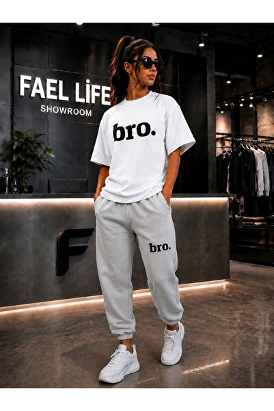 FAEL LİFE New Season Unisex T-Shirt and Sweatpants Bro Printed Set