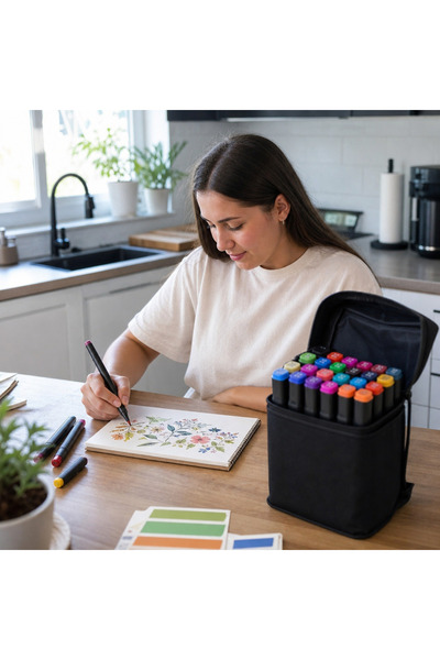 SHOPPINO Set 80 Markere, 2 Capete “Subtire Si Gros”, Cu Geanta De Depozitare, Carioci Multicolore