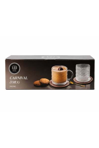 KRD Home Carnival 3’lü Cam Kupa Seti 300 ml Şeffaf