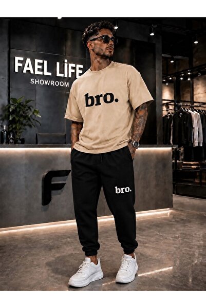 FAEL LİFE SET UNISEX CU TRICOU ȘI PANTALONI DE TRENING CU IMPRIMEU BRO, SEZON...